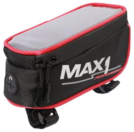 brašna MAX1 na rámovou trubku s kapsou pro mobilní telefon červeno/černá