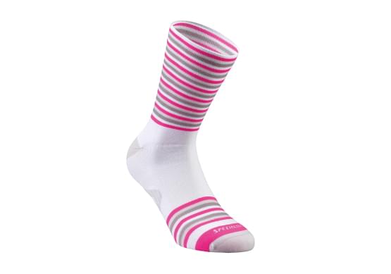 Ponožky Specialized pánské FULL STRIPE SUMMER SOCK WHITE/LIGHT GREY/NEON PINK