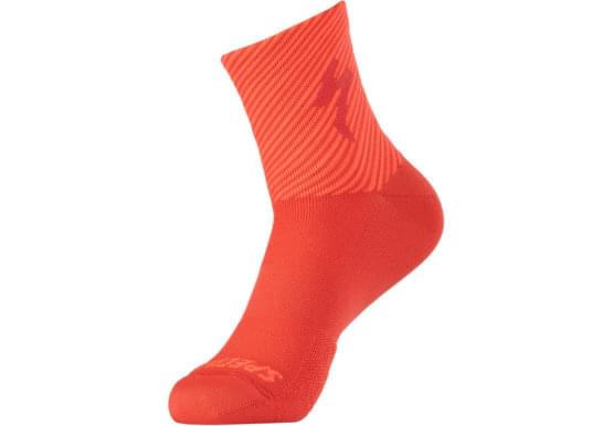 Ponožky Specialized SOFT AIR MID LOGO SOCK FLORED/RKTRED STRIPE
