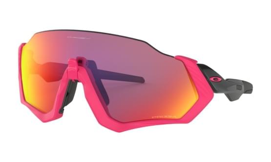 Brle Oakley Flight Jacket Neon Pink glasses with Prizm Road lenses